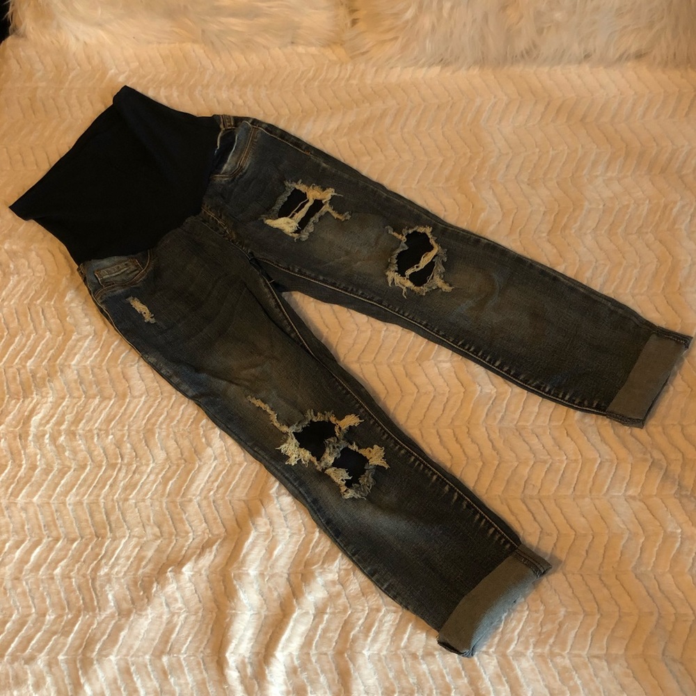 🔥5 for $25 S.O.N.G. Maternity boyfriend jeans small - Picture 1 of 5